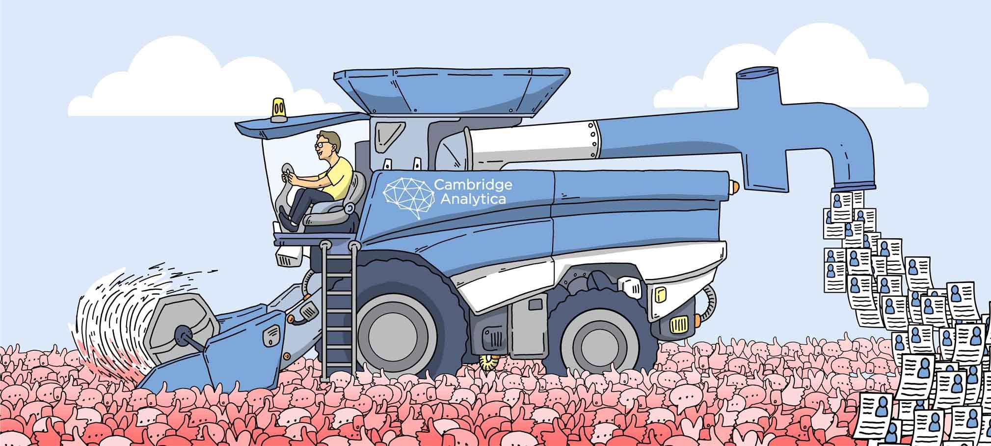 Cambridge Analytica tractor getting personal information from Facebook's private data collection